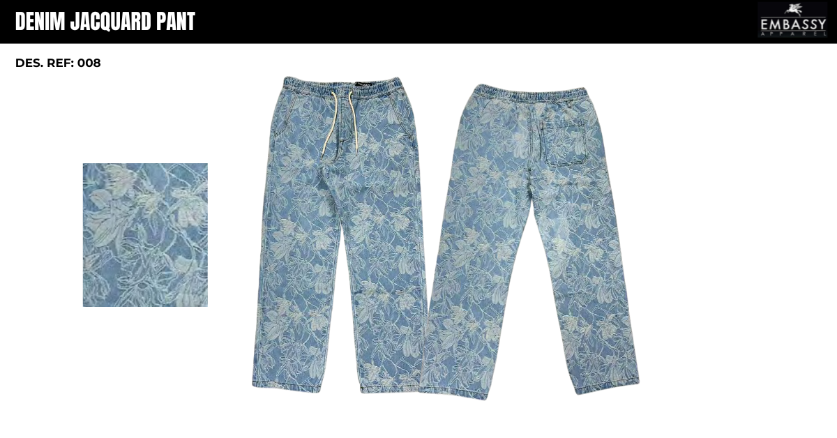 denim jacquard pants