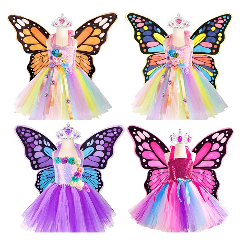 Handmade Butterfly Wings Toy Princess Costume Toy Birthday Party Dresses Toy Girl Gift Toy