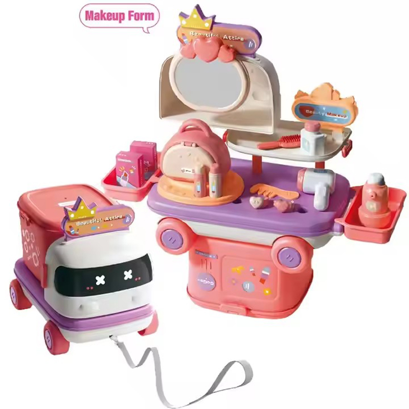 Storage Cart Toy Pretend Play Toy Kids Makeup Toy Girls Toys Wholesale Plastic Toy