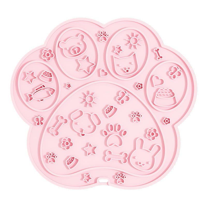 Silicone Pet Lick Mat Slow Feeder Cute Pattern Design Calming Feeding Pad for Dogs & Cats