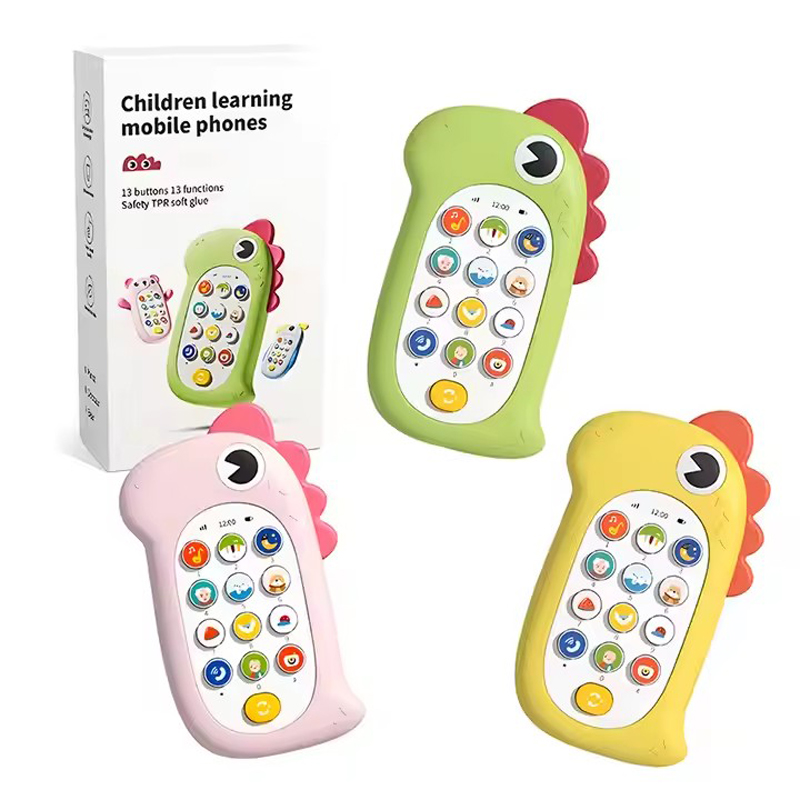 Cartoon Dinosaur Silicone Case Phone Toy Early Educational Toy Baby Electric Mobile Phone Toy