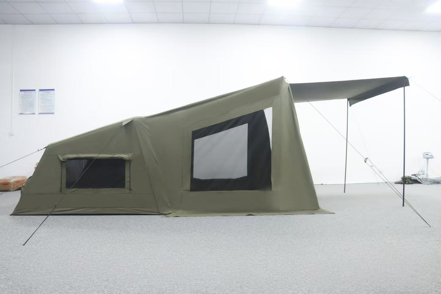4.6 square meters+4.6 green cotton inflatable tent set