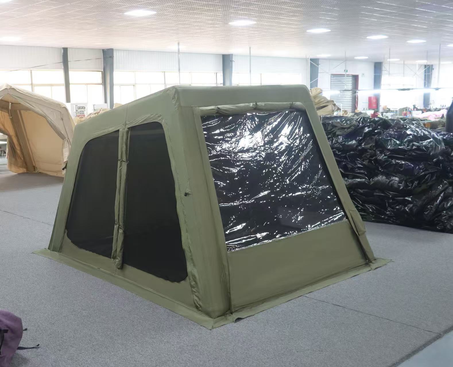 8 square meters green cotton inflatable tent