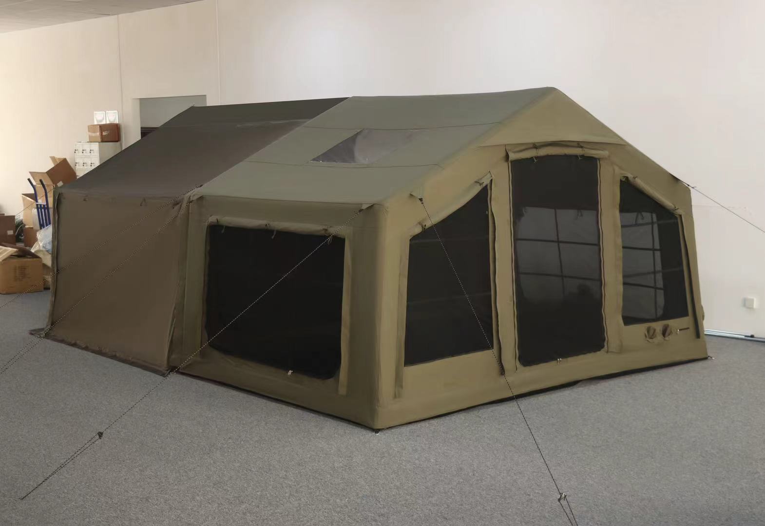 8+8 square meters green cotton inflatable tent