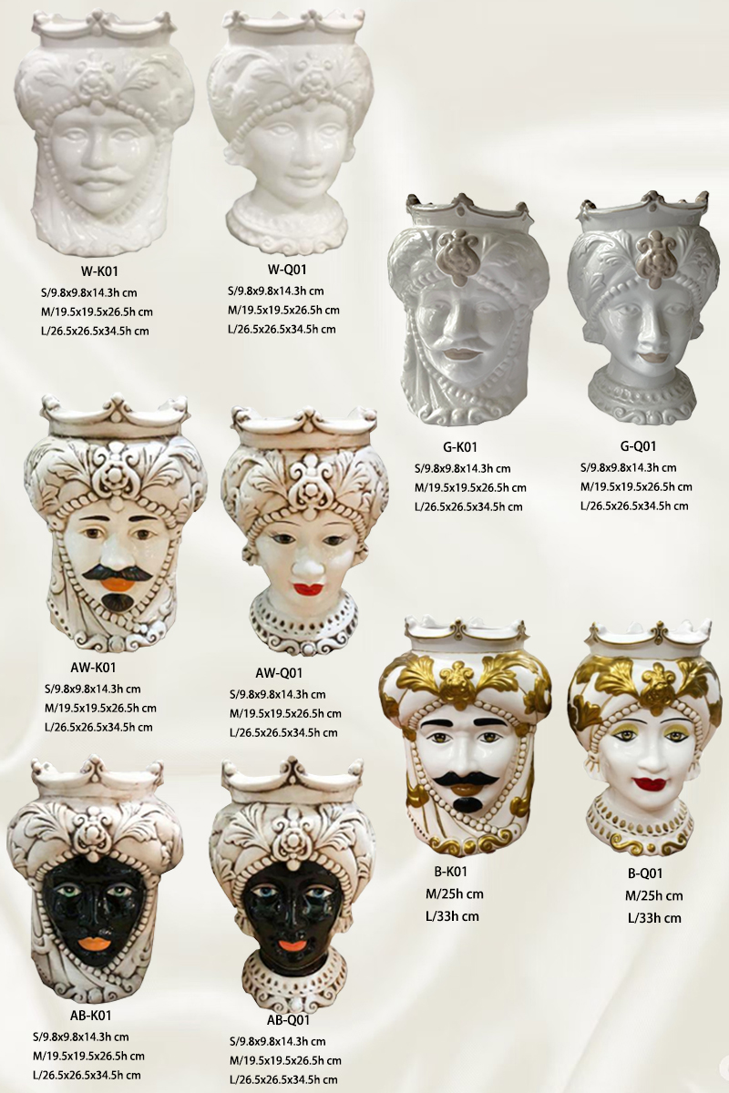 Sicilian Moor heads decorated in Caltagirone ceramic effect