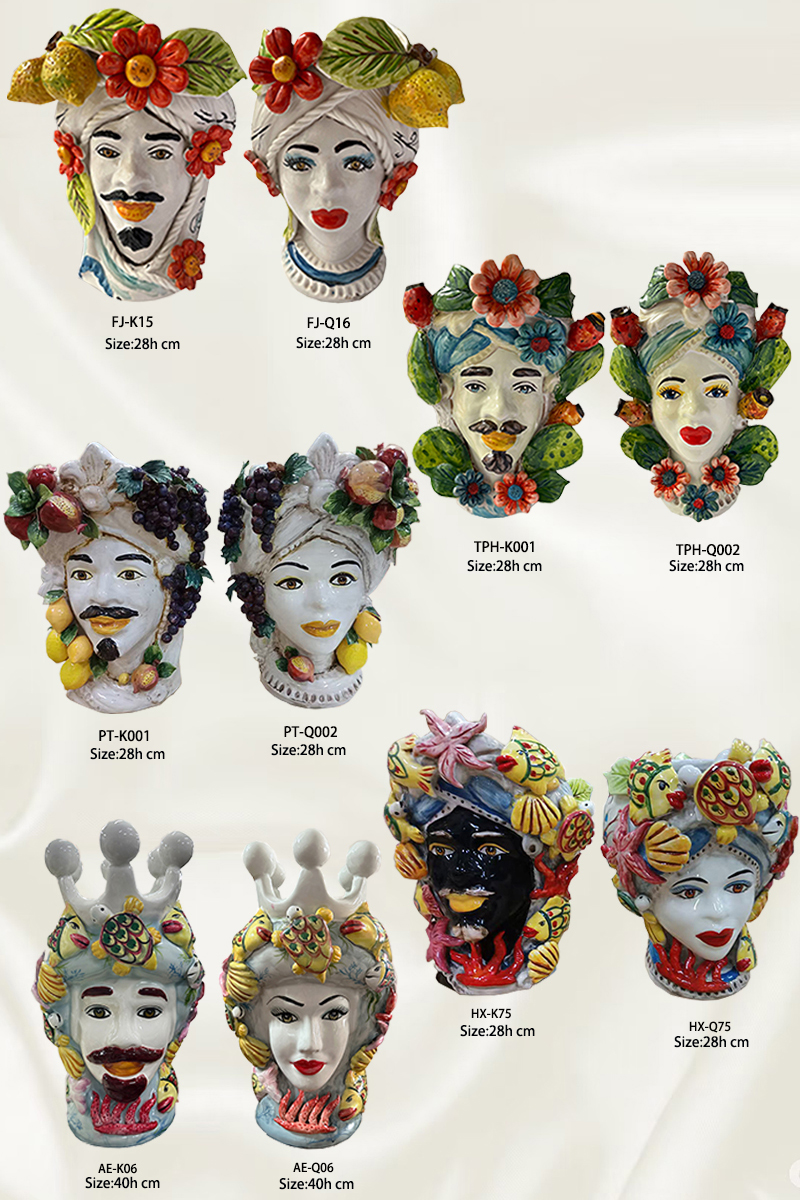 Sicilian Moor heads decorated in Caltagirone ceramic effect