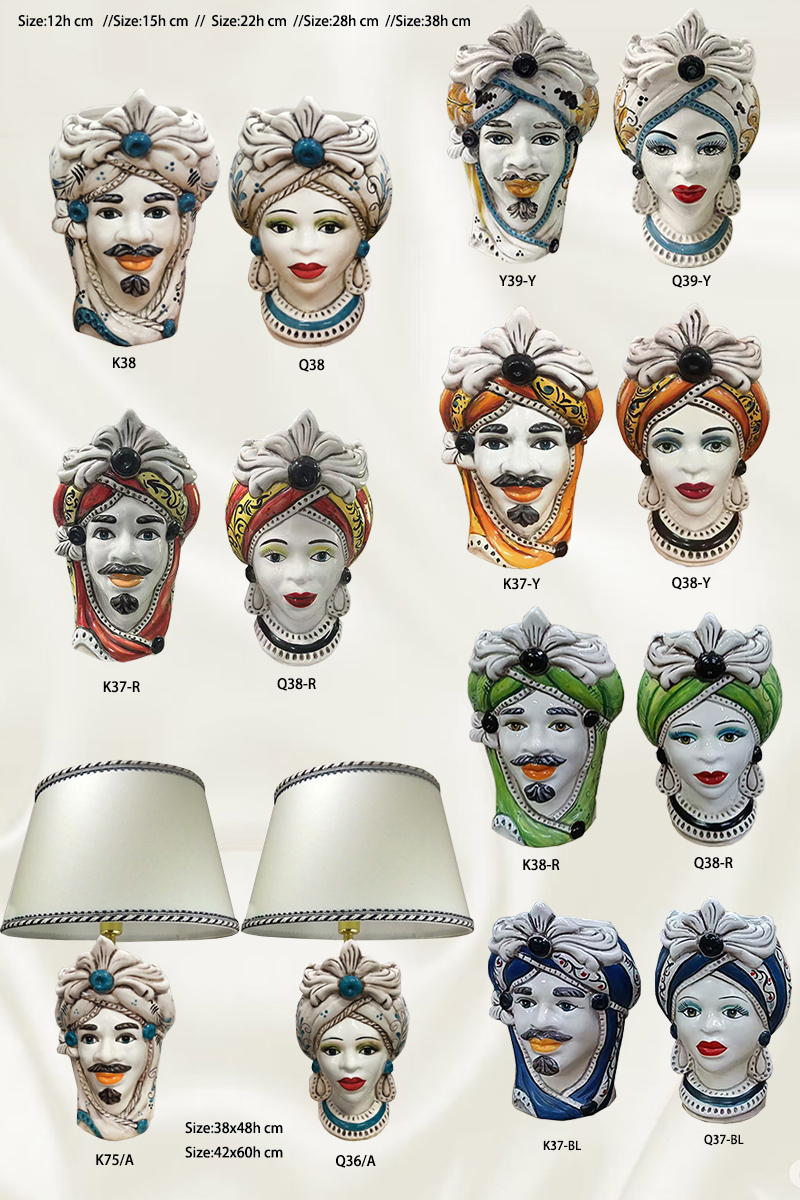 Sicilian Moor heads decorated in Caltagirone ceramic effect