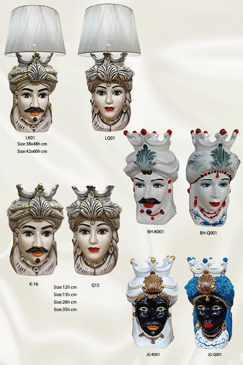 Sicilian Moor heads decorated in Caltagirone ceramic effect