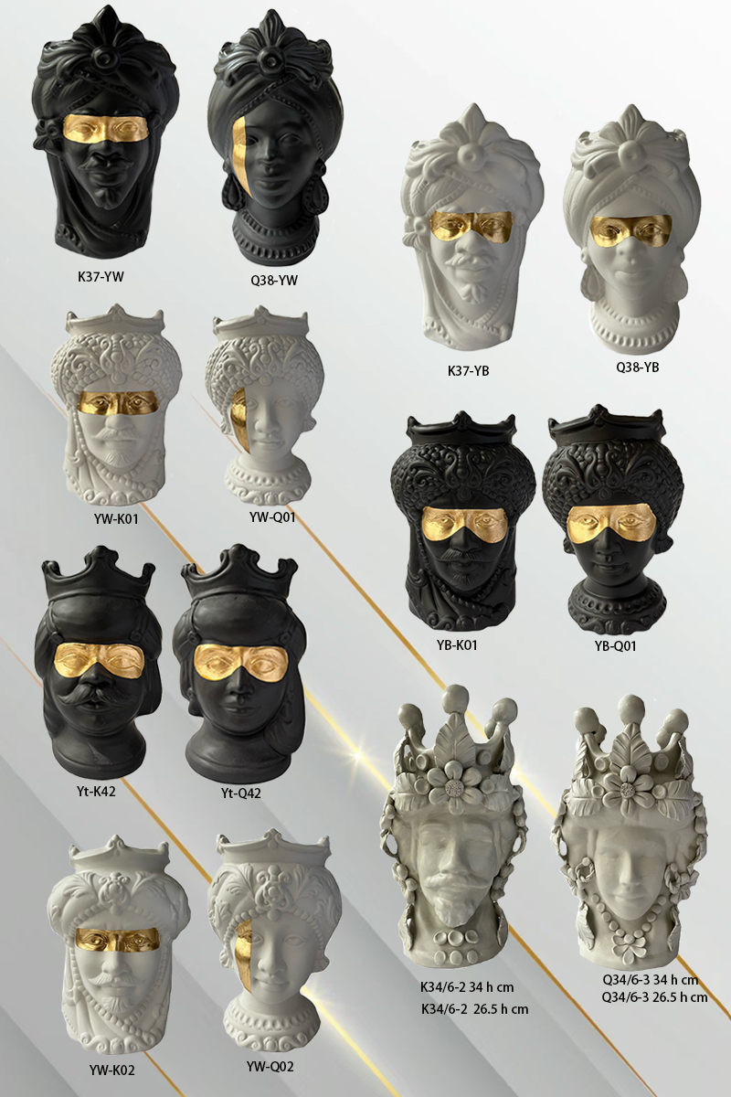 Sicilian Moor heads decorated in Caltagirone ceramic effect