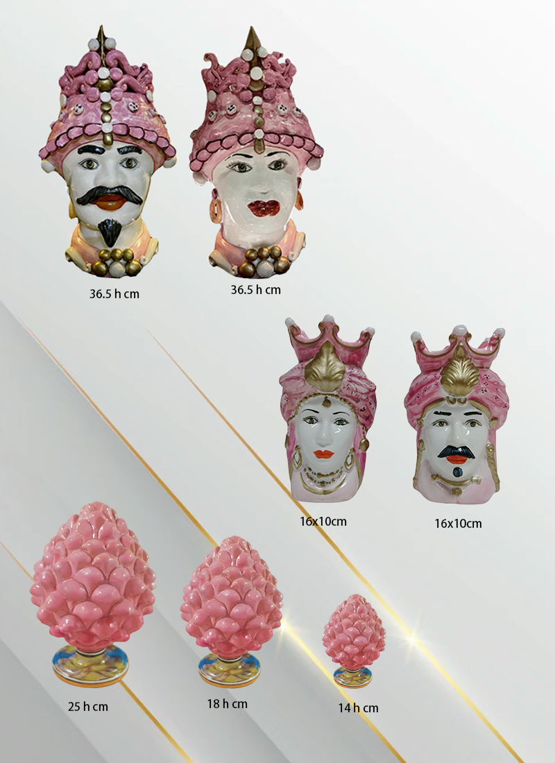 Sicilian Moor heads decorated in Caltagirone ceramic effect