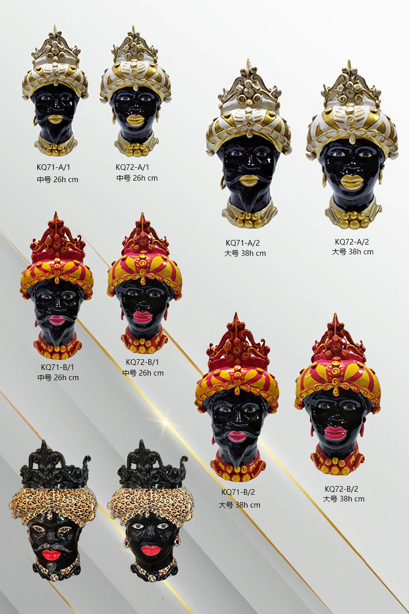 Sicilian Moor heads decorated in Caltagirone ceramic effect