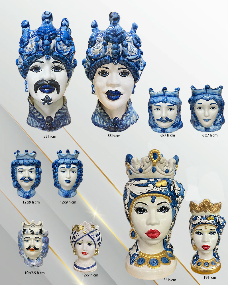 Sicilian Moor heads decorated in Caltagirone ceramic effect