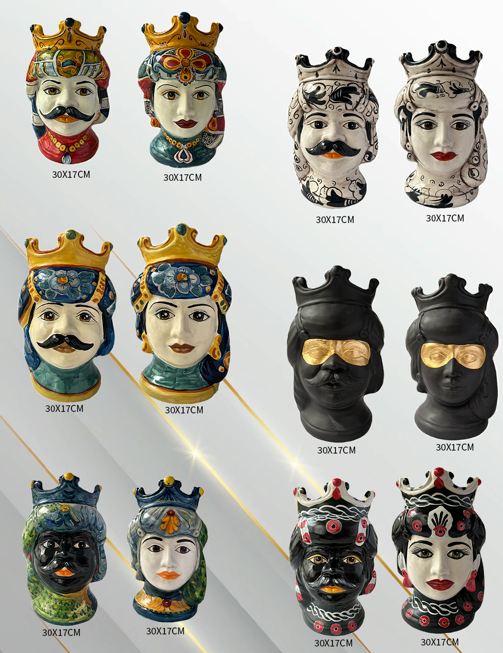 Sicilian Moor heads decorated in Caltagirone ceramic effect