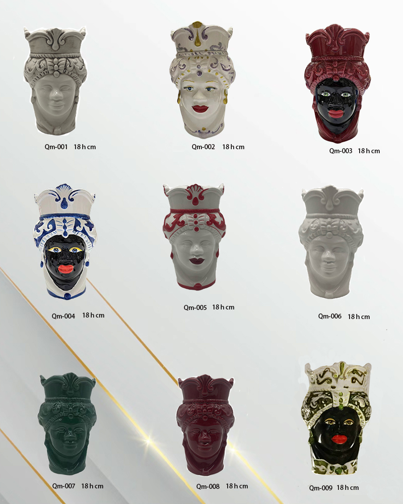Sicilian Moor heads decorated in Caltagirone ceramic effect