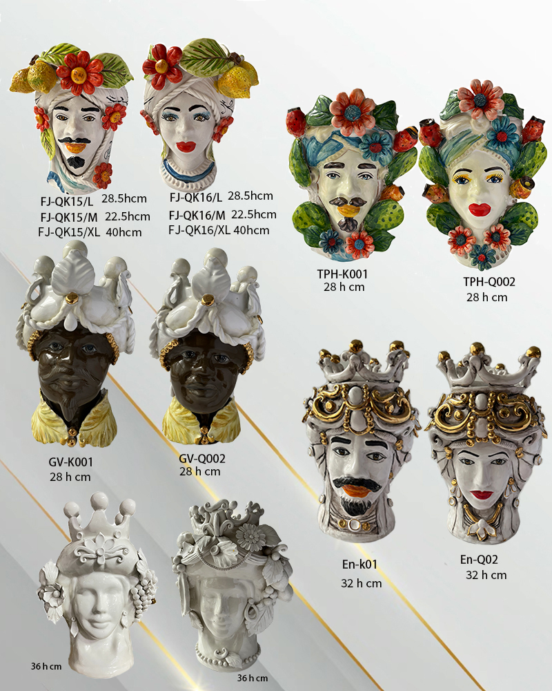 Sicilian Moor heads decorated in Caltagirone ceramic effect