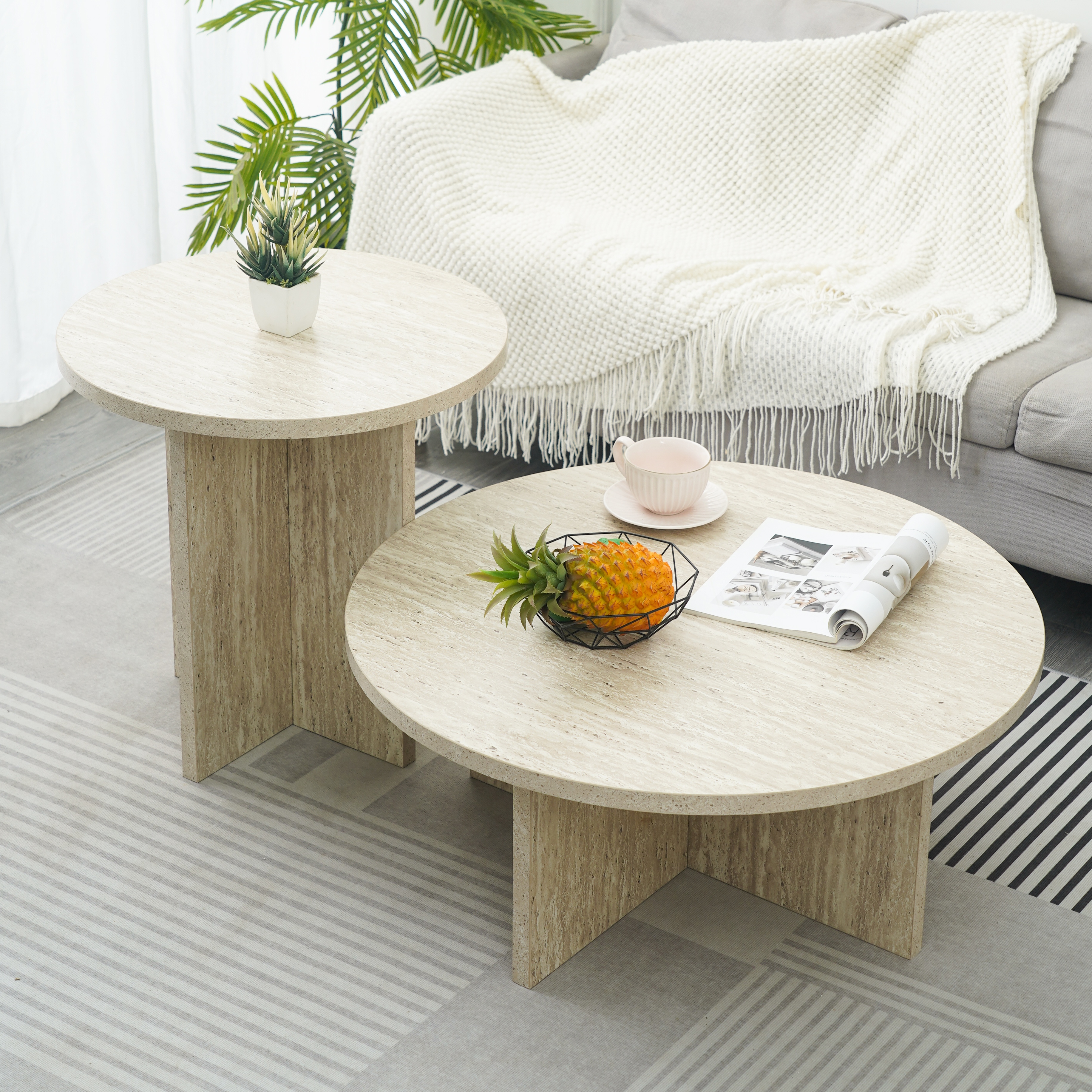 Double-layer circular combination coffee table