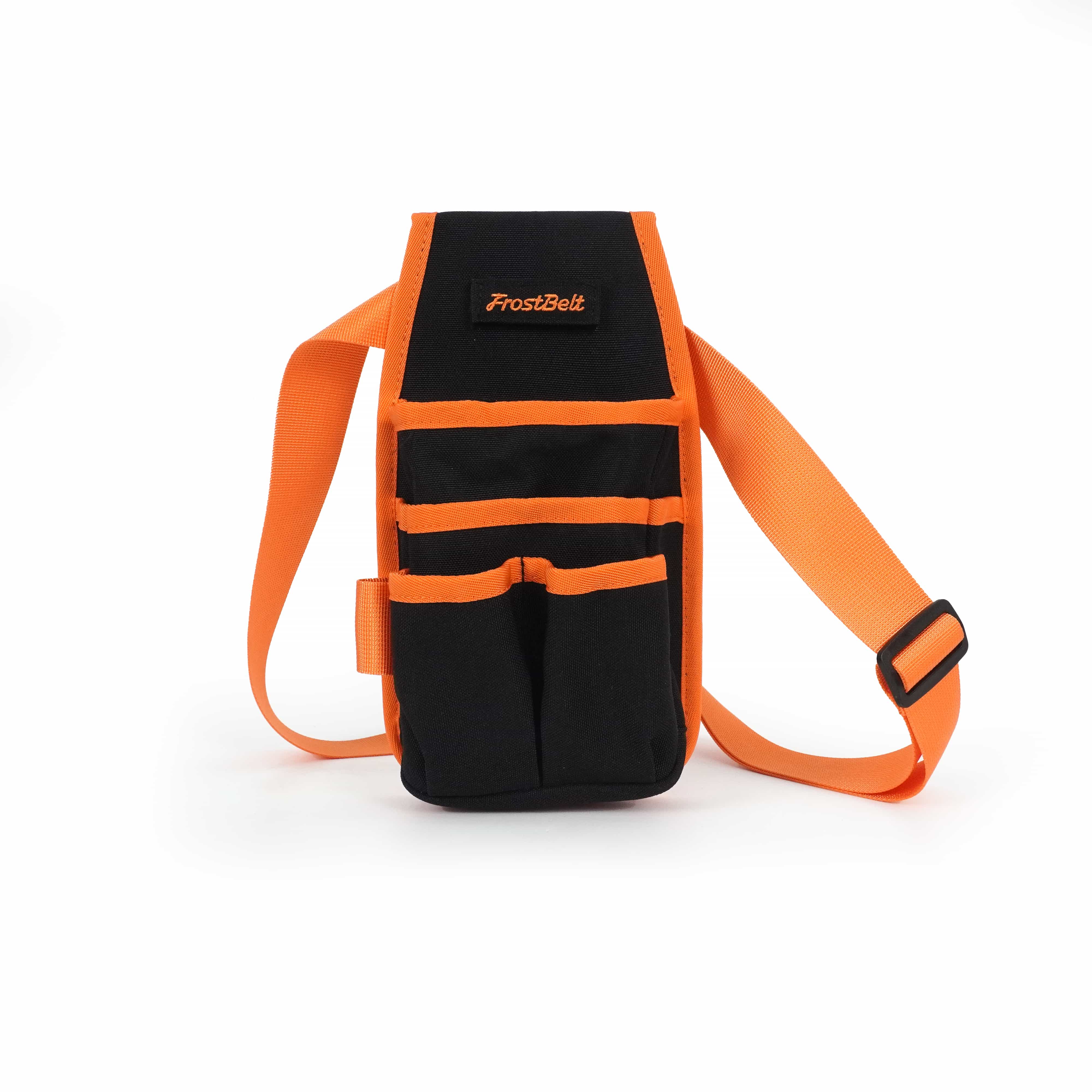 Black & Orange Contrast Multi-Pocket Single-Shoulder Tool Bag