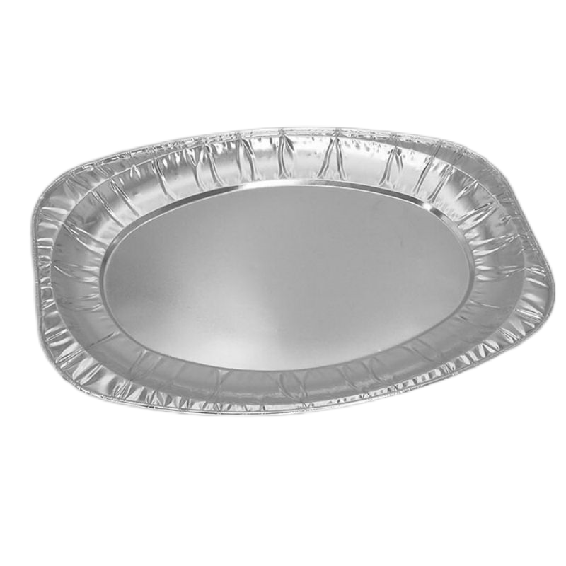 Small Oval Aluminum Foil Tray Disposable Food Grade Foil Platter For Baking And Serving