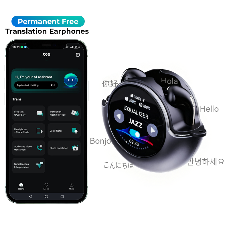 Touch Screen 164 Languages Forever Free Using Modes Audio Call and Video ChatGPT Translator Headset