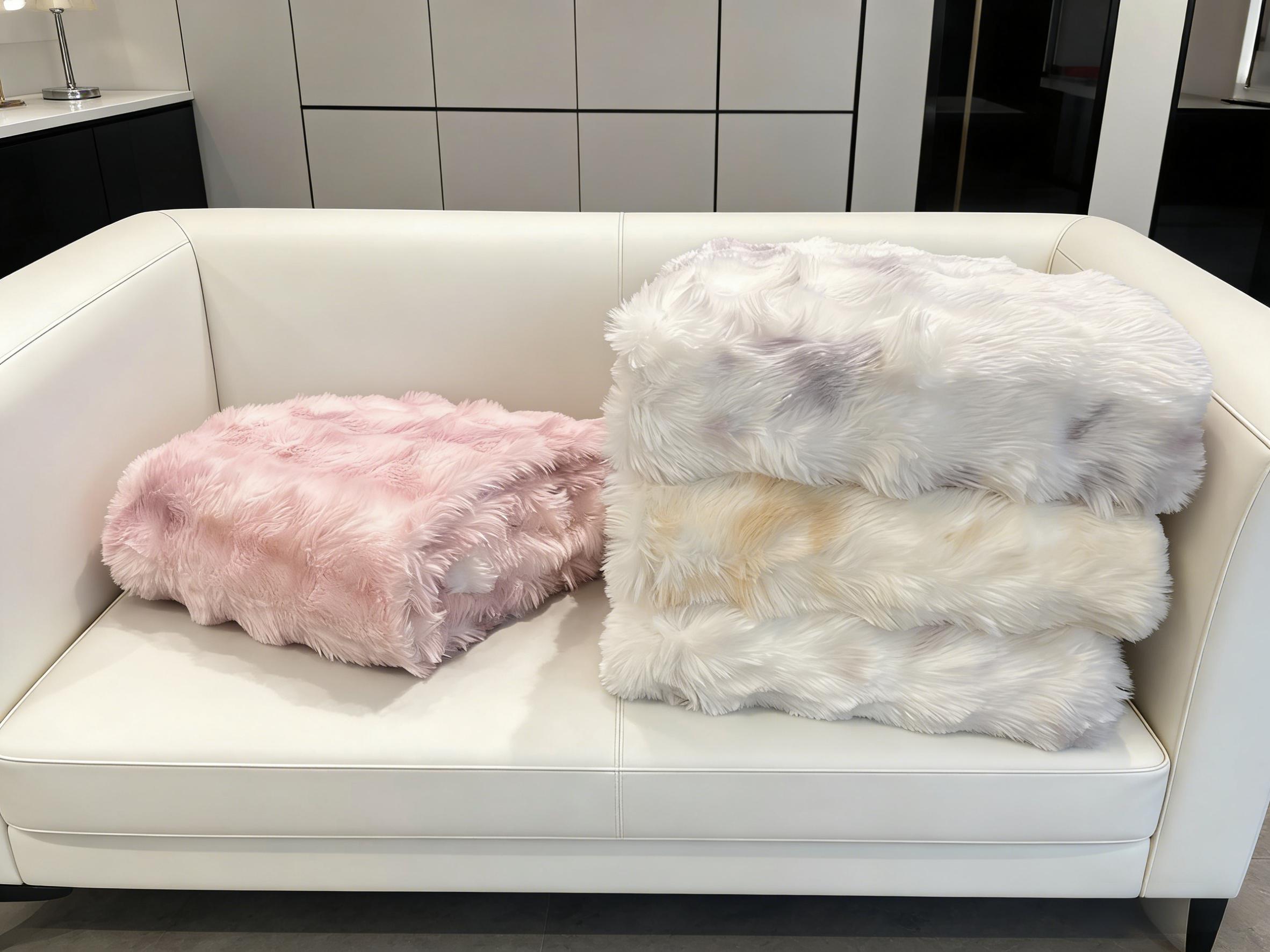 Reversible Tie-Dye Faux Rabbit Hair Blanket