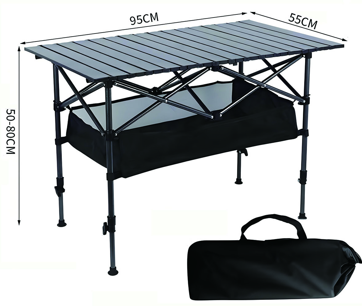 Portable Camping Table, Aluminum Slat Top