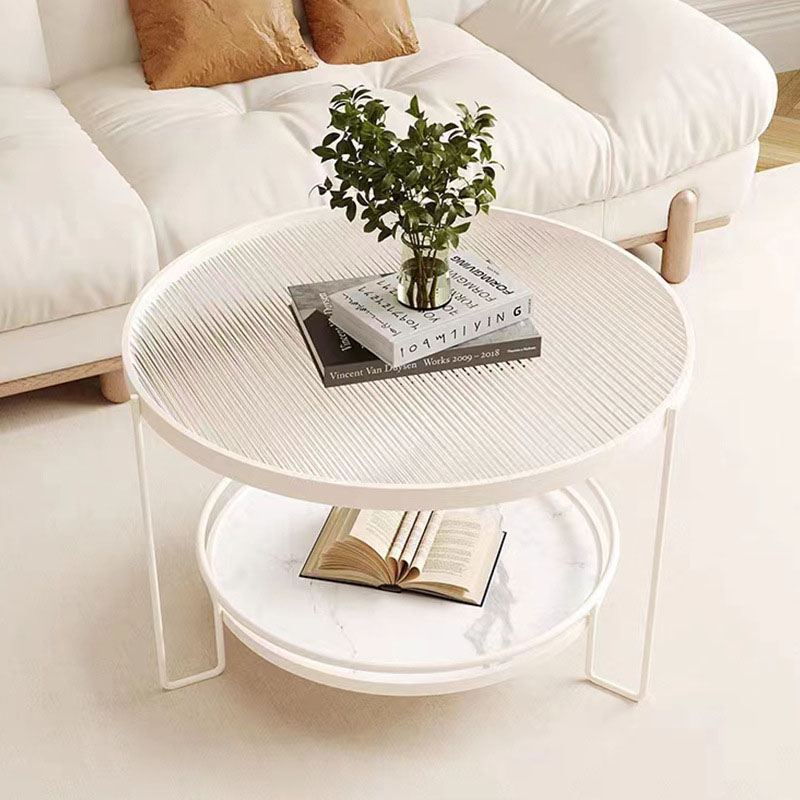 Modern Coffee Table With Metal Frame, Glass Top, Magazine Storage Rack
