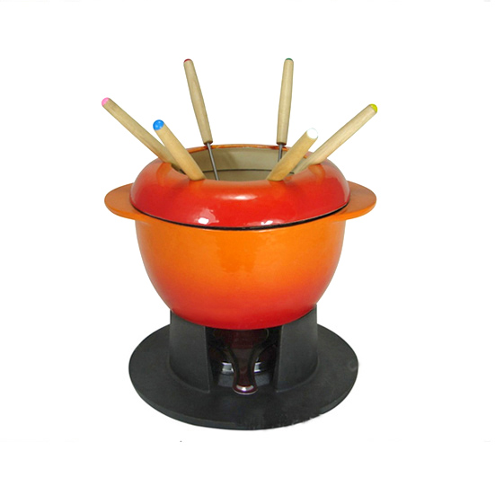 Cookwin cast iron fondue set, cast iron fondue pot 18cm