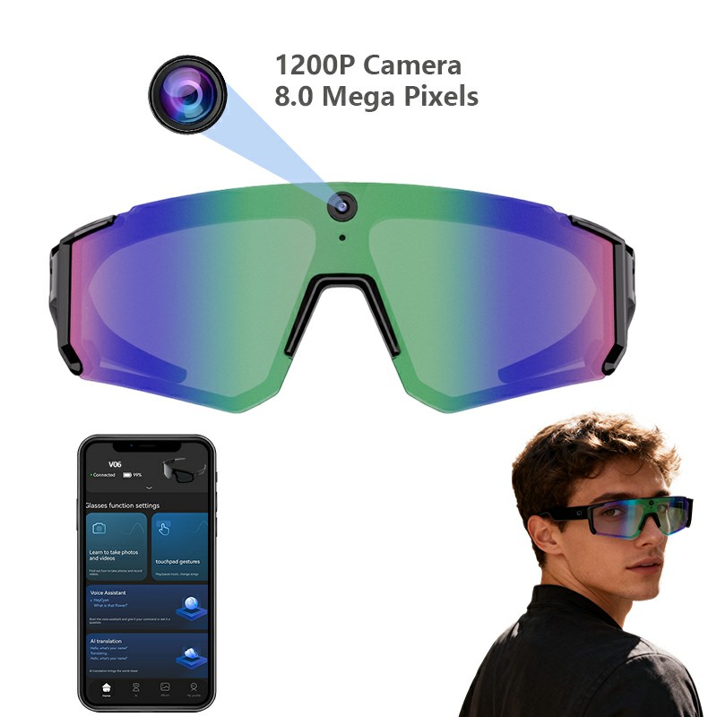 Smart Sunglasses Touch Control 260mAh Long Battery Magnetic Charging Sport Glasses 1080 Camera Video