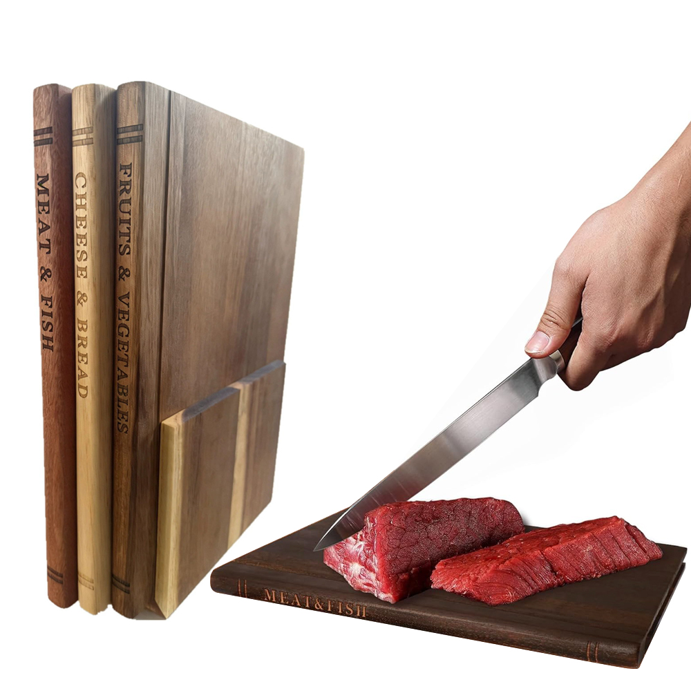 Hip-home Trend Products 2026 Book Cutting Board Set of 3 with Wooden Stand