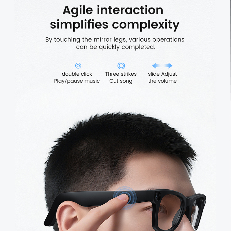 AI Smart Glasses HD Camera Call Playing Music Real-time Translation Magnetic Charging 1080P Video