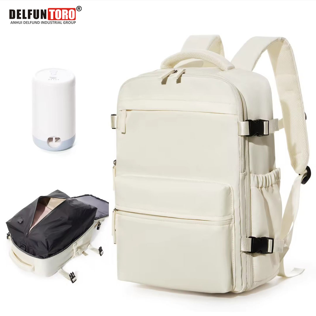 Hot Sale Vacuum Compression Waterpoof Anti-theft Inflating Large Laptop Backpack With Air Pump