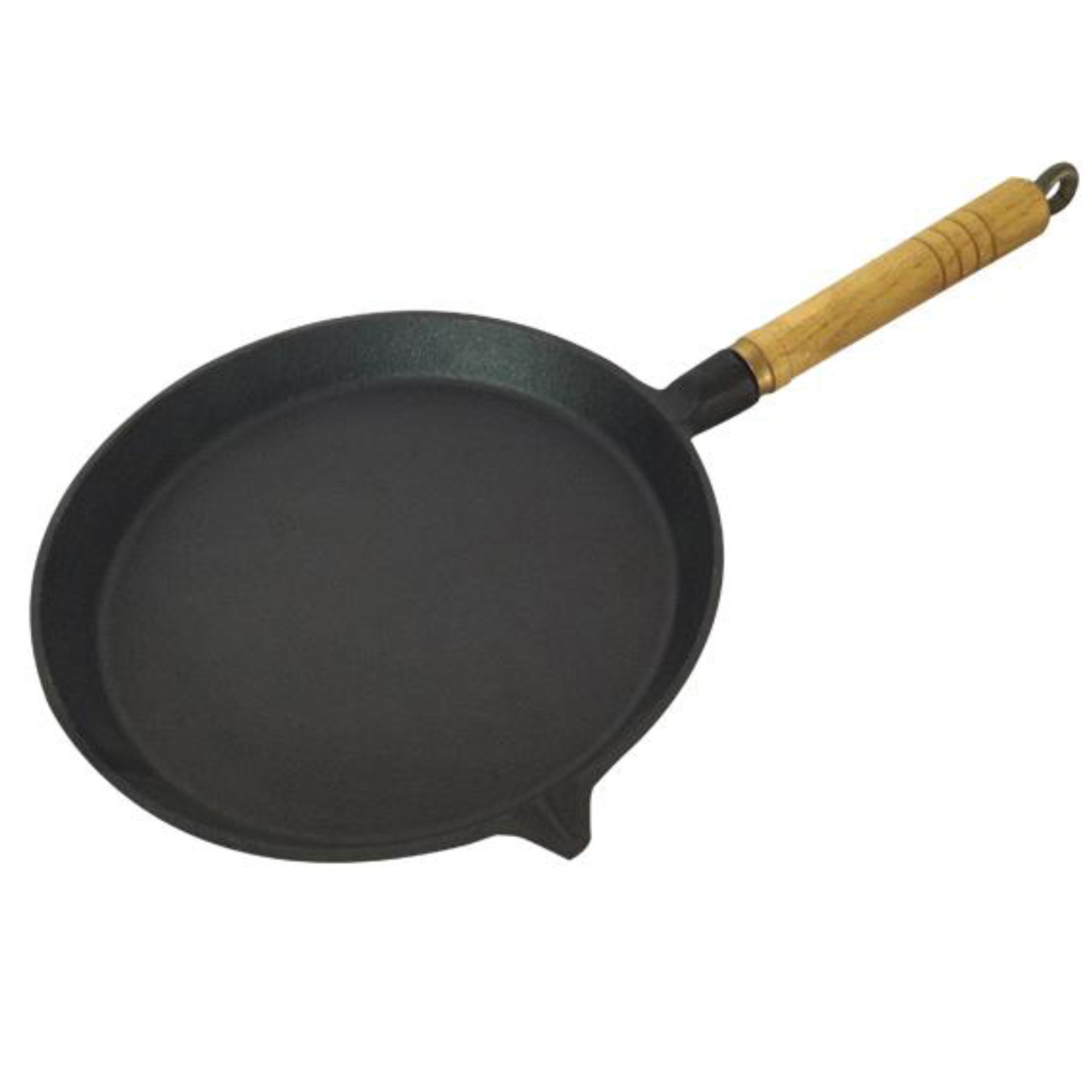 Wooden-handled uncoated frying pan Flat-bottomed frying pan Household frying pan
