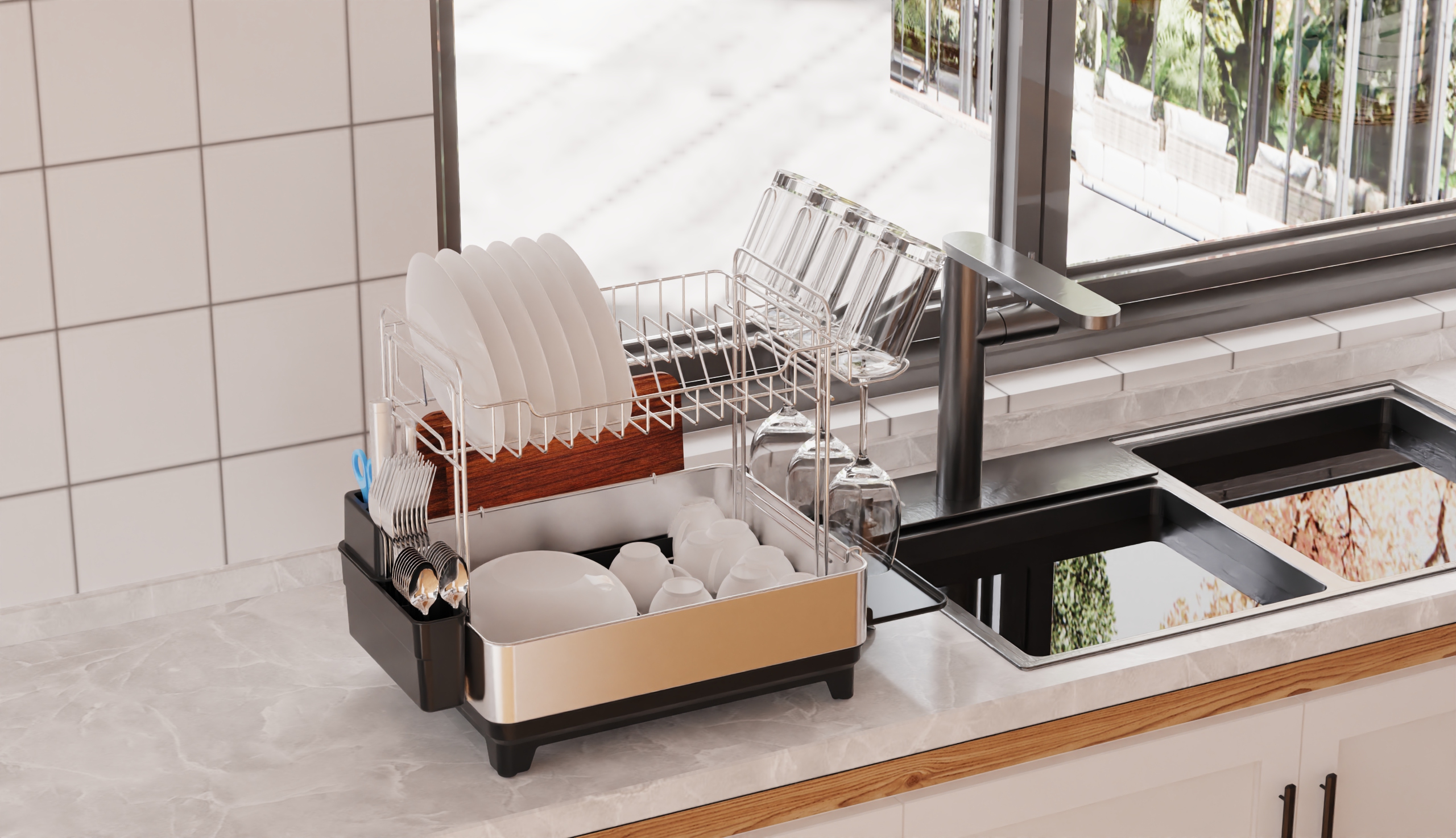 Double Tier Dish Drying Rack