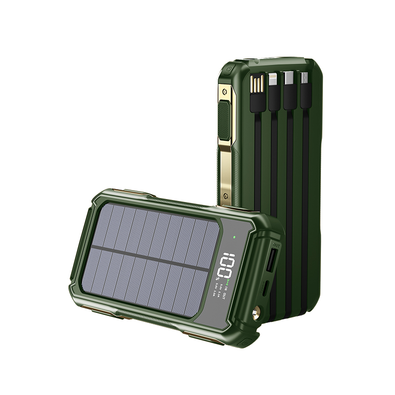 Solar panel 10000mAh portable flashlight with LED display Fast charging power Bank