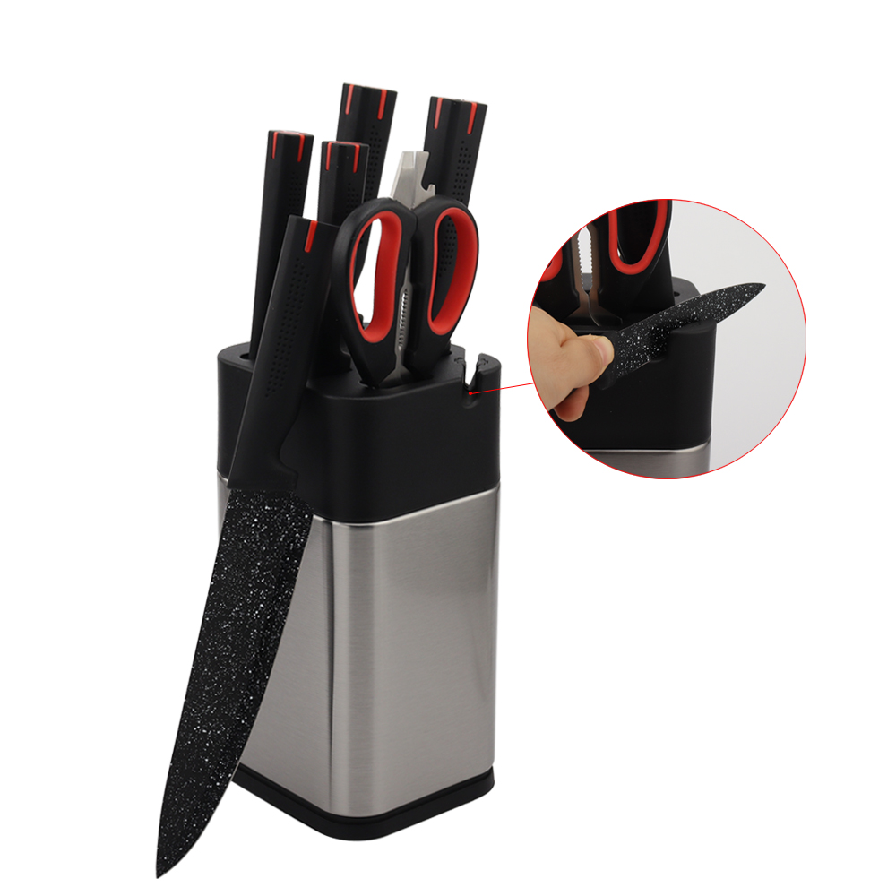 Hip-home 7pcs Stainless Steel Custom Kitchen Knives Cuchillos Plastic Kitchen Chef Knife Set