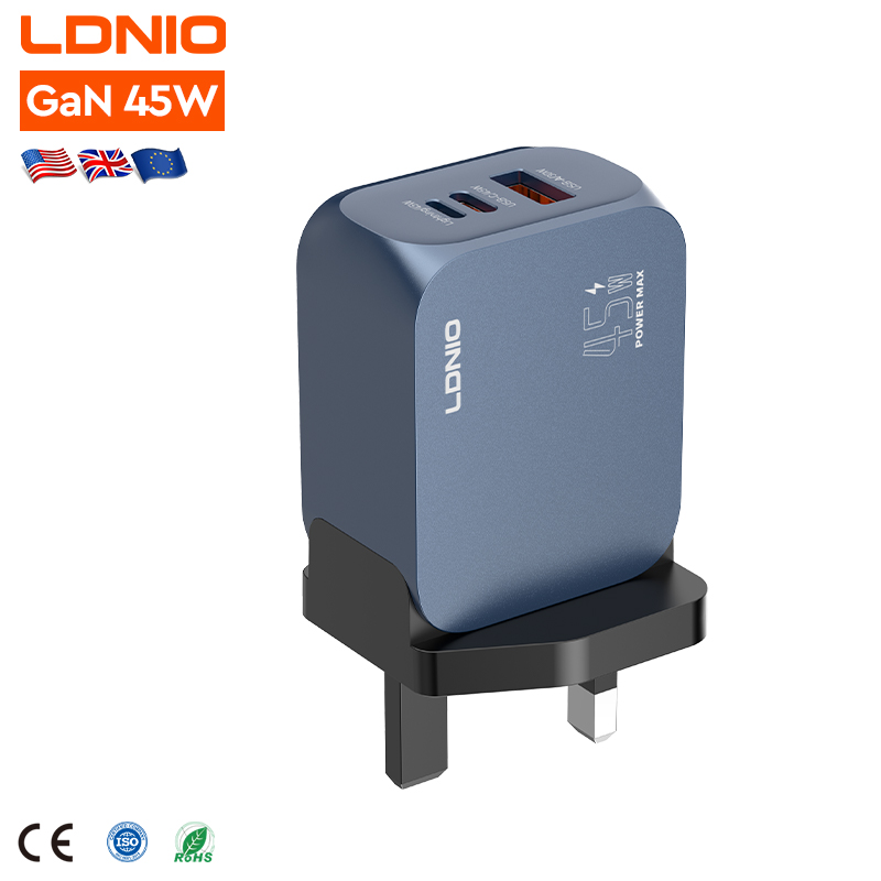 LDNIO Q6 45W GaN Multi-Plug PD/QC3.0 Super Fast UK Plugs Charger Adapter For Phones and Laptops