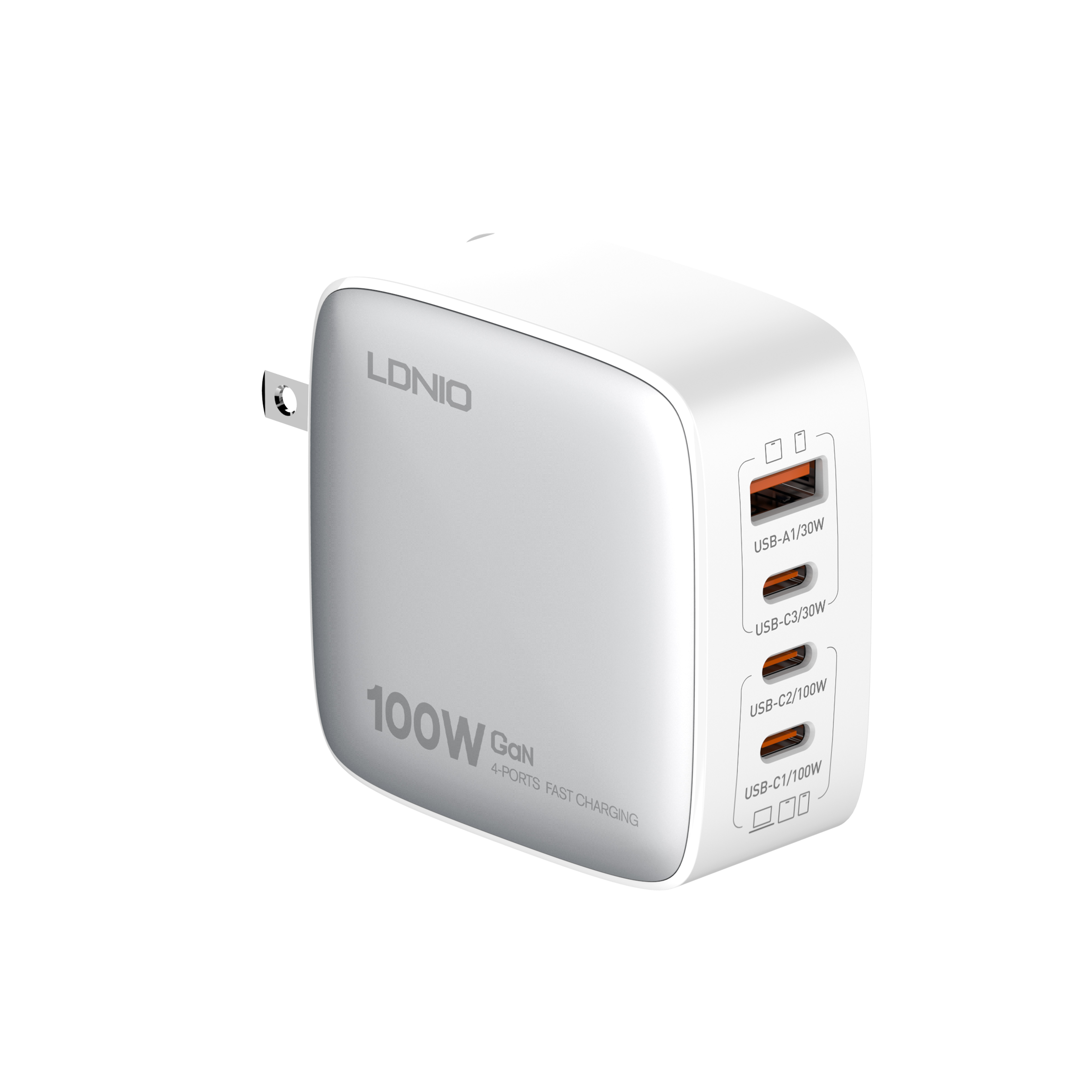 LDNIO Q408 Hot Sell GaN Quick 100W Fast Charge PD Gan Charger for Type-C Laptop MacBook iPad iPhone