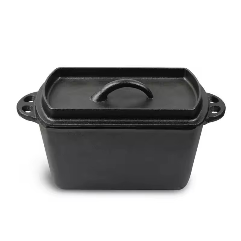 Black Preseasoned Bread oven cast iron bread baking dish rectangular bread pot