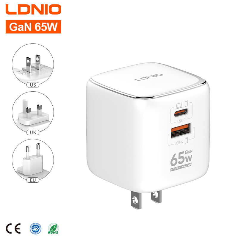 LDNIO 65W GaN Laptop Adapter Type-C USB Travel Mobile Phone Desktop Charger Quick Fast Charger