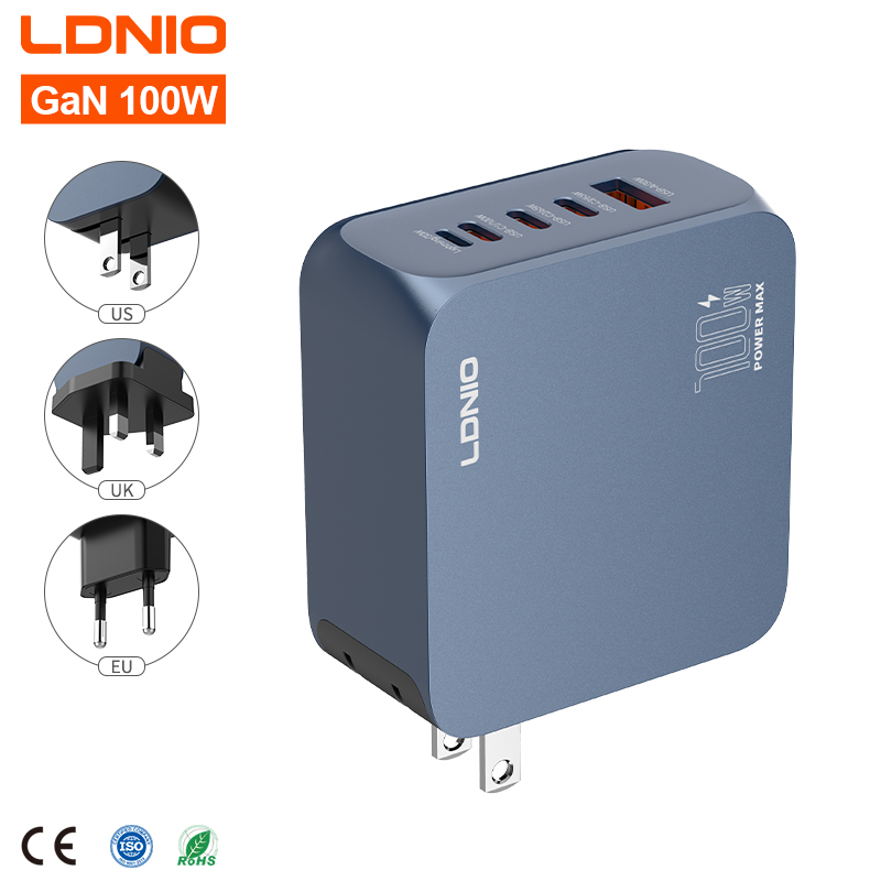 LDNIO Q8 100W GaN Multi-Plug PD/QC3.0 Super Fast Charger Adapter For Phones and Laptops