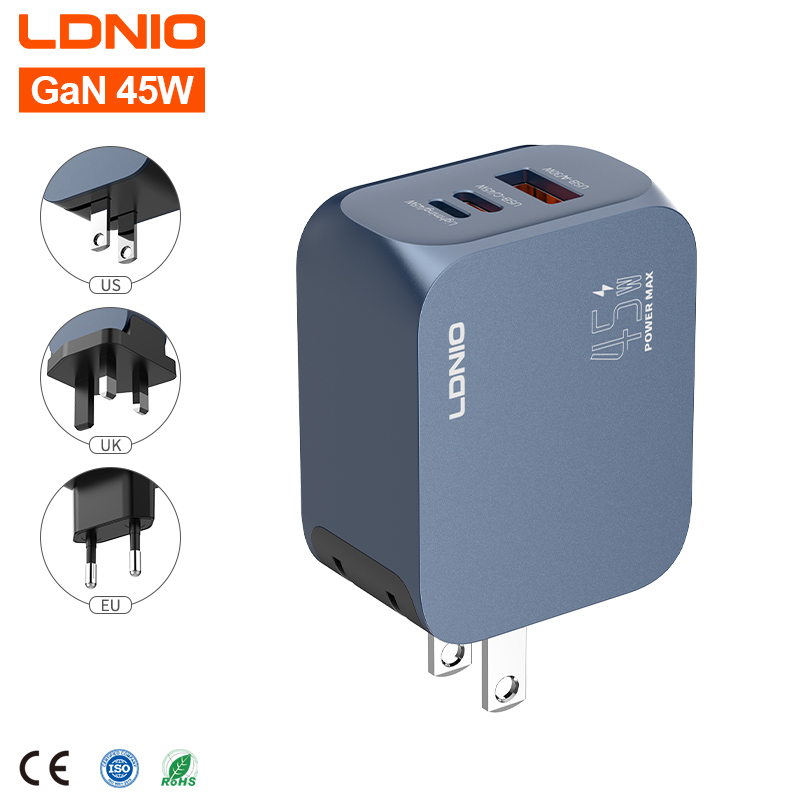 LDNIO Q6 45W GaN Multi-Plug PD/QC3.0 Super Fast Charger Adapter For Phones and Laptops