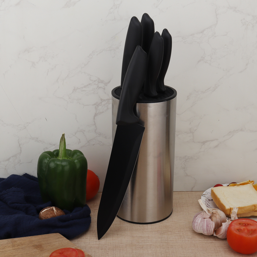Hip-home Chef Knife Set Black Non-Stick Blade OEM Kitchen Knife Set for Home with Knife Block