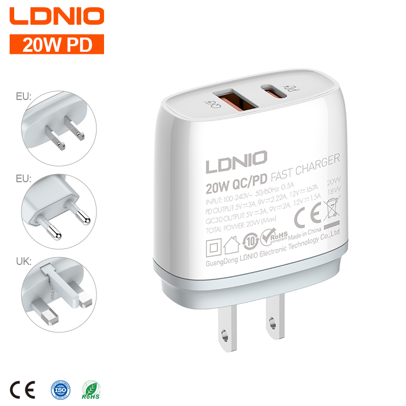 LDNIO Q229 Hot Sale Wholesale Portable Charger Pd Fast Charging Adapter 2 USB Mobile Phone Charger