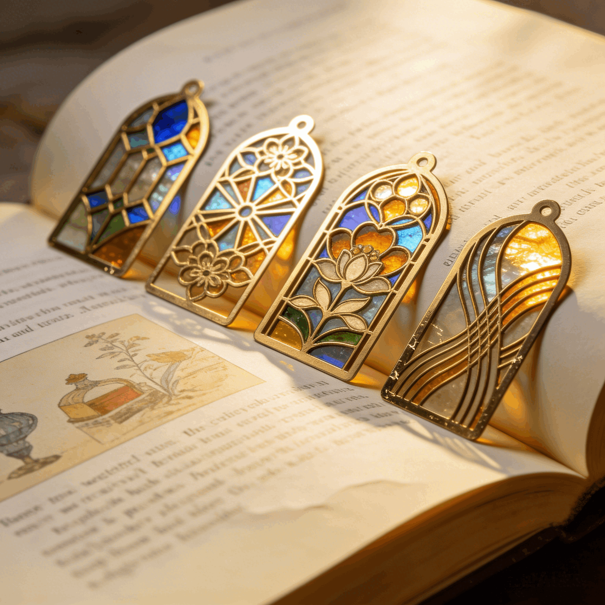 Custom Enamel Bookmarks Stained Glass Window Hanging Charms