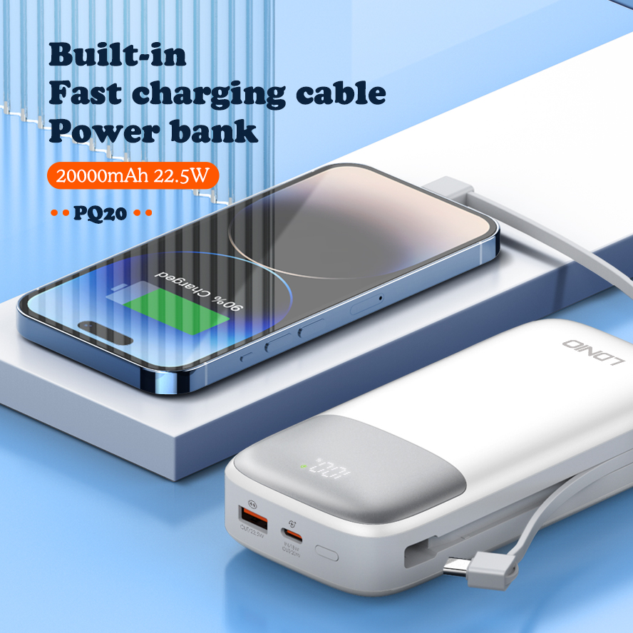 LDNIO PQ20 20000mah Fast Charging Power bank With Cable