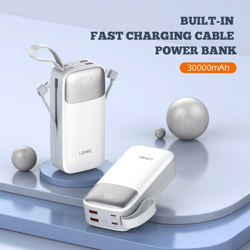 LDNIO PQ30 30000mah Fast Charging Power bank With Cable
