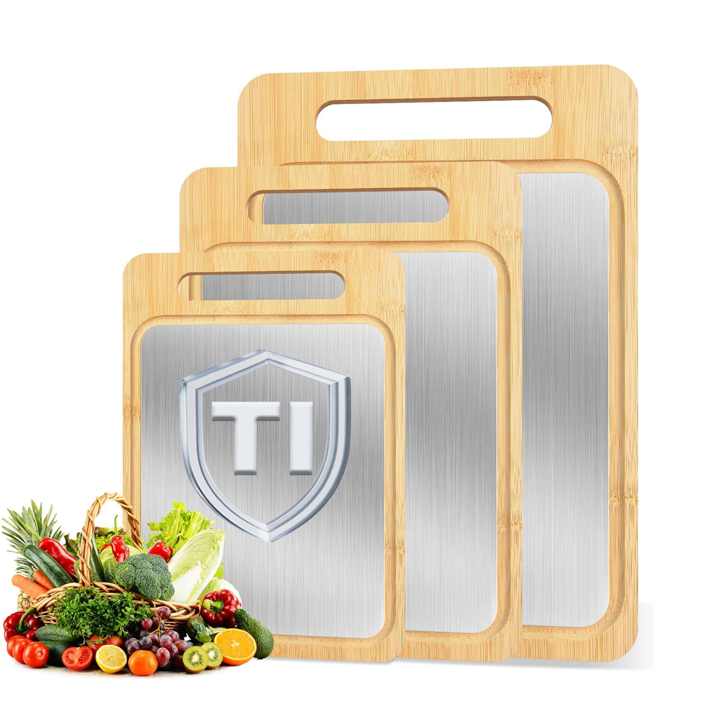 Hip-home OEM Double Side Bamboo Chopping Blocks Anti-Mold Titanium Cutting Board with Juice Groove