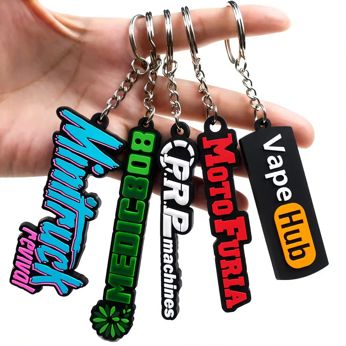 Wholesale Custom Printed Logo Soft PVC Silicone Wrist Keychains