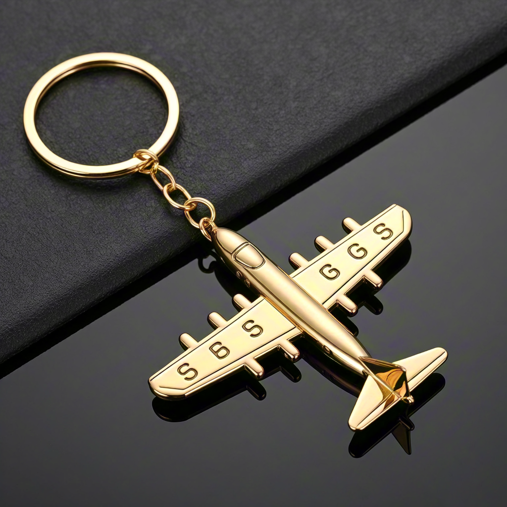 Personalized Promotional Gold Airplane Keychains