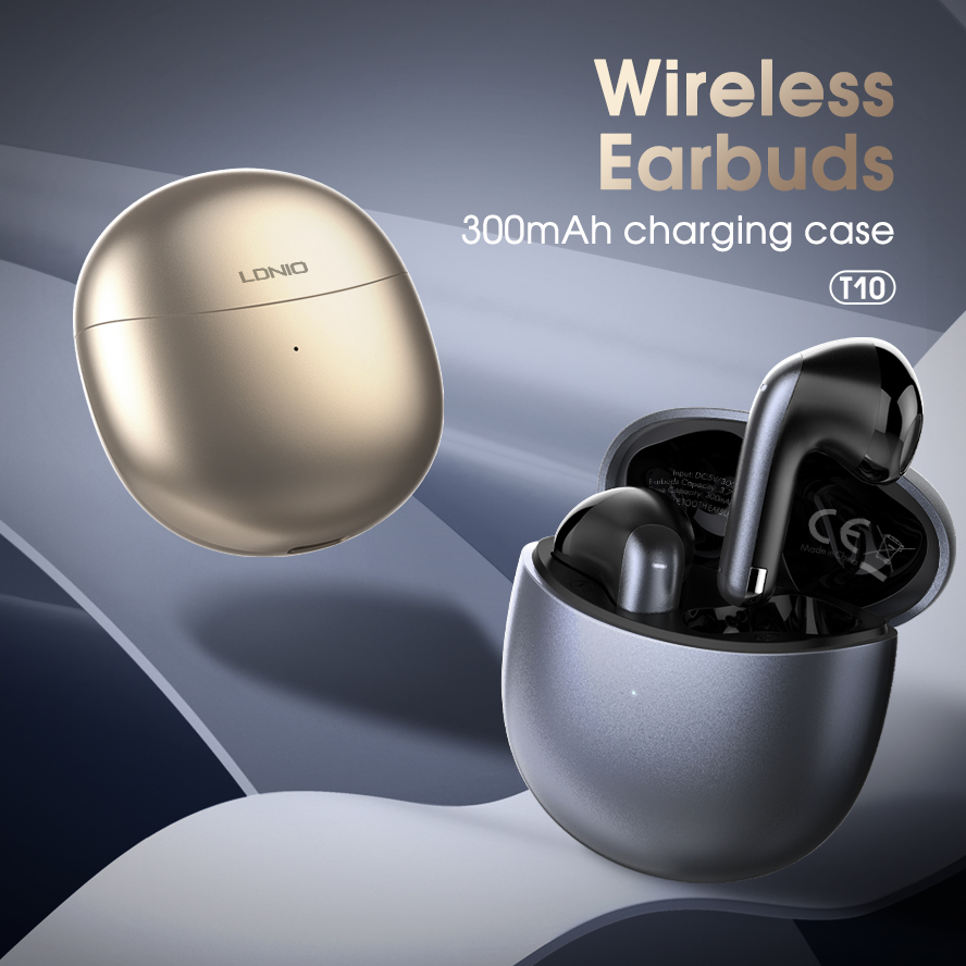 LDNIO T10 Wireless Earphone Ear Buds ANC ENCNoise Cancellation TWS Gaming Semi In-ear Earphone
